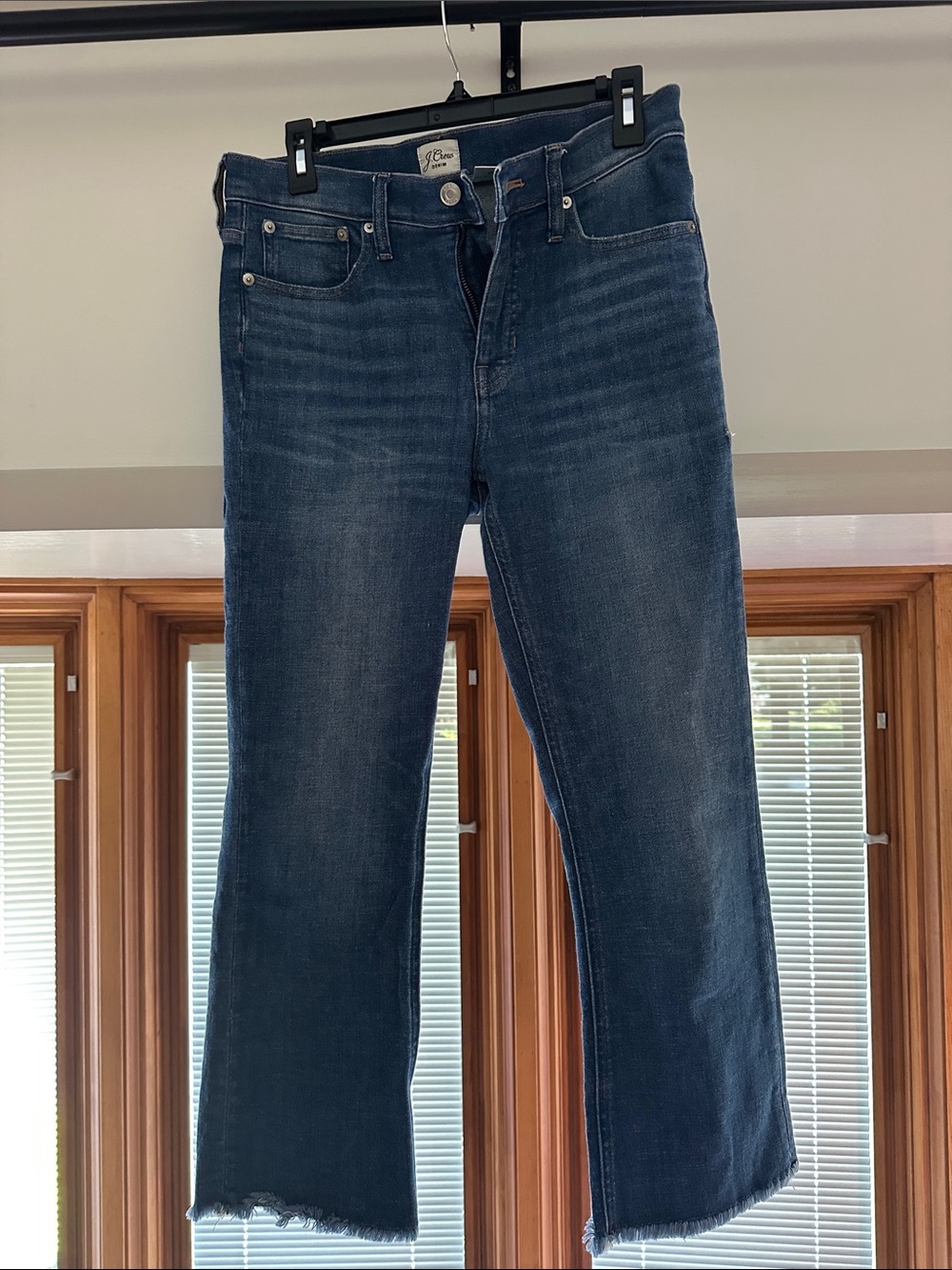 J. Crew Dark Blue Raw Hem Straight Jeans